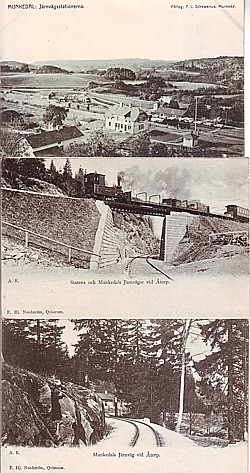Munkedals Järnväg, 3 vykort