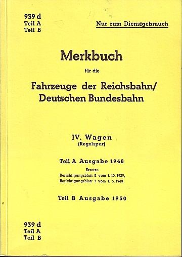  Merkbuch für die Fahrzeuge der Reichsbahn/Deutschen Bundesbahn. 939d