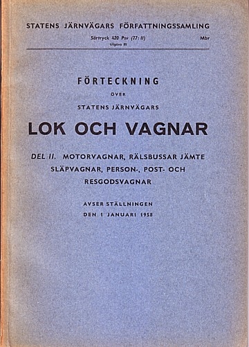 SJ lok och vagnar 1958. Del II. Motorvagnar och personvagnar