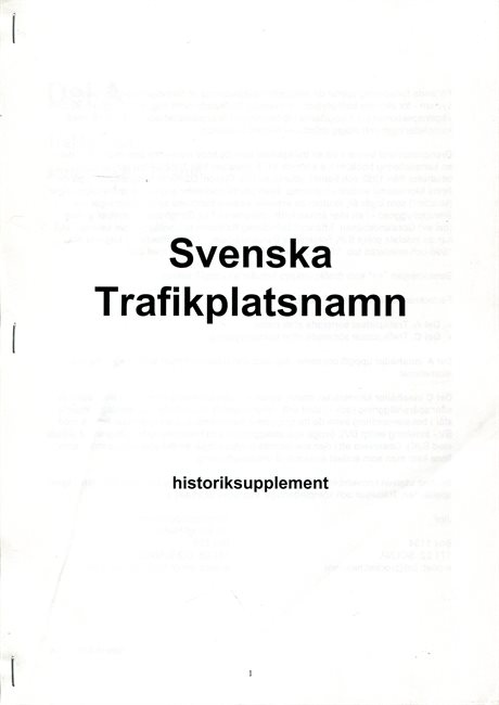 Svenska Trafikplatsnamn- historiksupplement