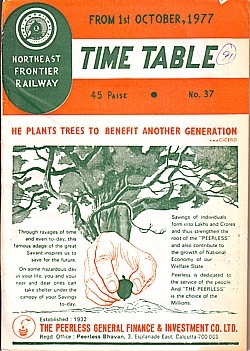 Northeast Frontier Railway Time Table from 1st October, 1977