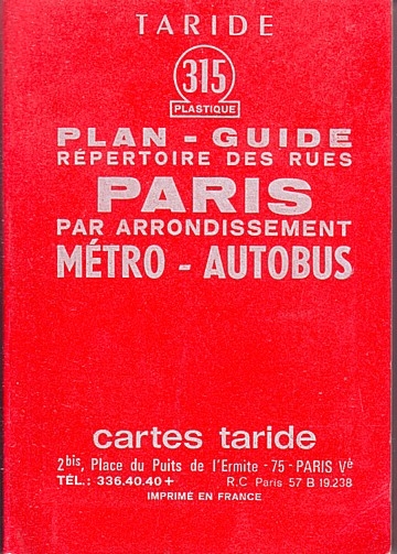 Taride Plan-Guide Paris Métro - Autobus (1973)