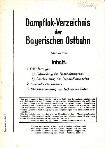 Dampflok-Verzeichnis der Bayerischen Ostbahn