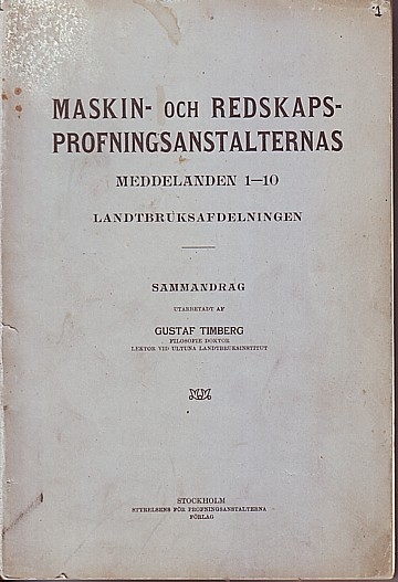 Maskin- och Redskapsprofningsanstalternas Meddelanden 1-10