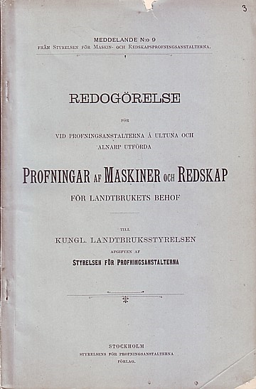 Profningar af maskiner och redskap (1904)