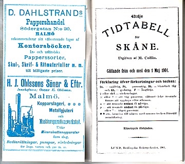  Tidtabell för Skåne  1 Maj 1901