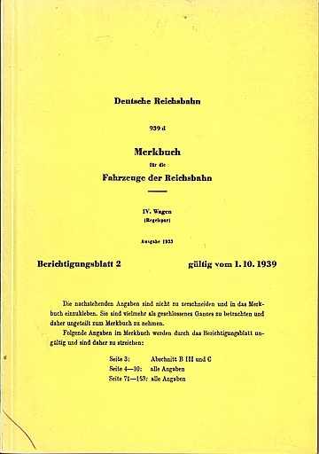 Merkbuch für die Fahrzeuge der Reichsbahn. 939d