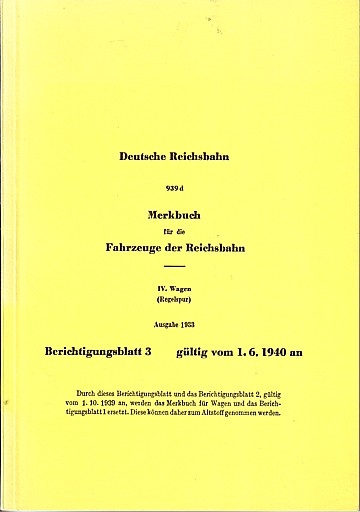 Merkbuch für die Fahrzeuge der Reichsbahn. 939d
