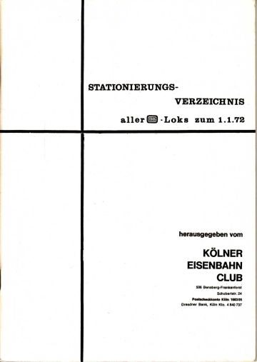 Stationierungsverzeichnis aller DB-Loks zum 1.1.72