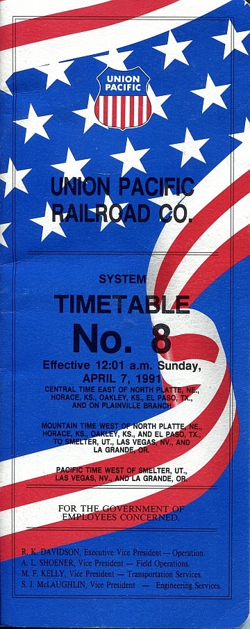 Union Pacific System Timetable No 8, 1991