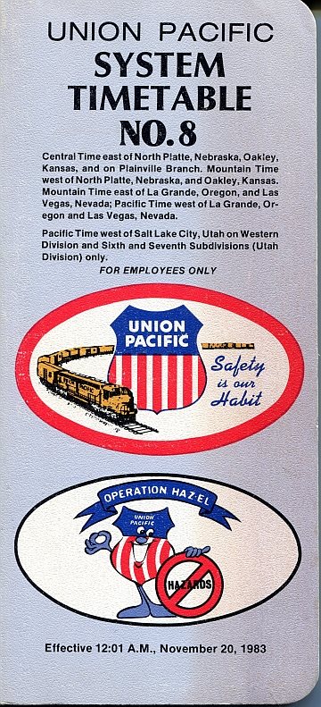 Union Pacific System Timetable No 8, 1983