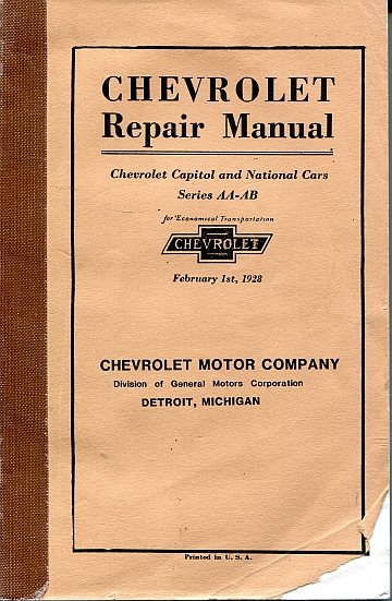 Chevrolet Repair Manual 1928