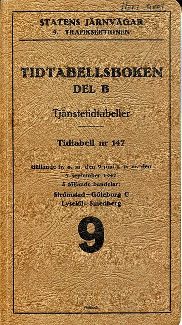 SJ tjänstetidtabell 1947, 9. ts