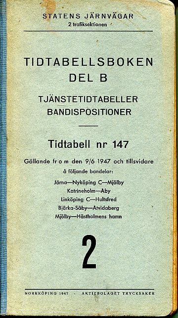 SJ tjänstetidtabell 1947, 2. ts