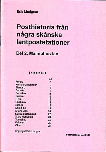 Posthistoria från några skånska lantpoststationer. Del 2