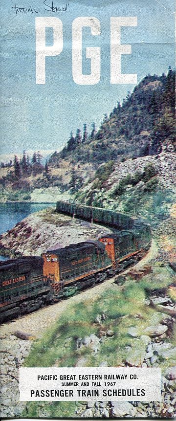 Pacific Great Eastern 1967 schedules