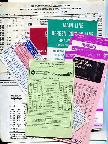 Regional timetables 1981 (10 different)