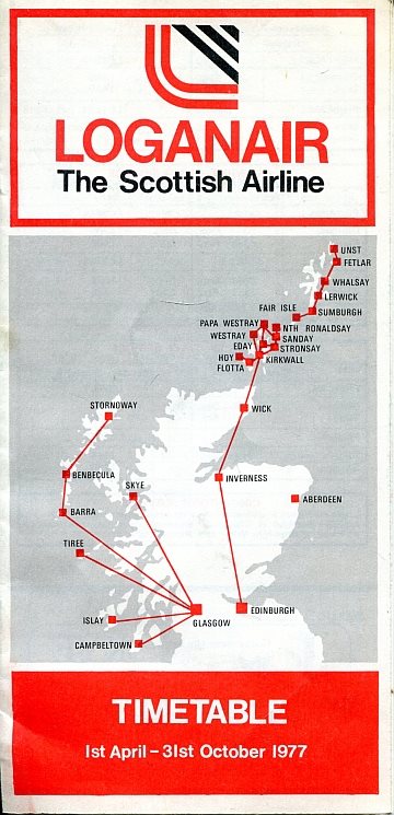Logan Air timetable 1977