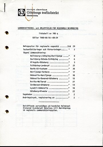 Sammansättningsplan Göteborgs td 1980