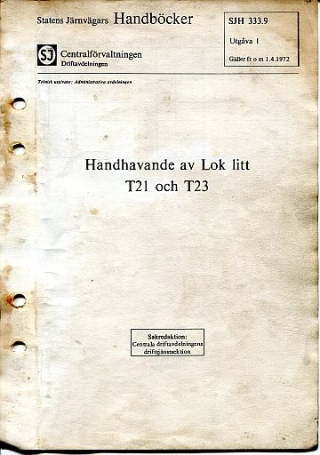 Handhavande av lok litt T21 och /23