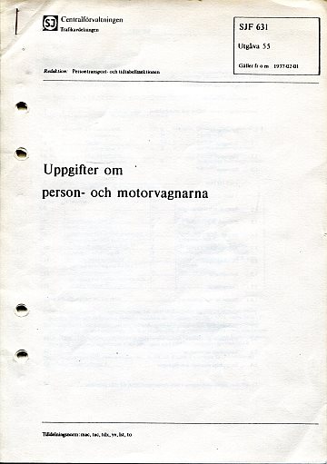 Uppgifter om person- och motorvagnarna (1977)