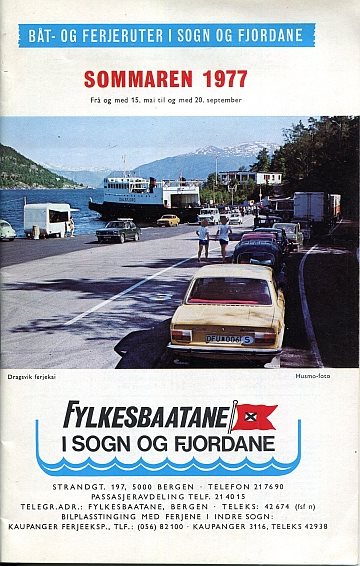 Fylkesbaatane i Sogn og Fjordane Ruter sommaren 1977