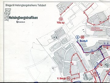 Helsingborgstrafiken linjenätskarta 1995