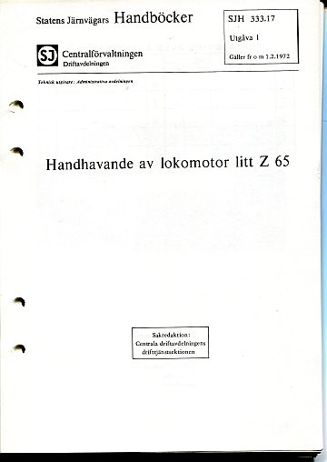 Handhavande av lokomotor litt Z65