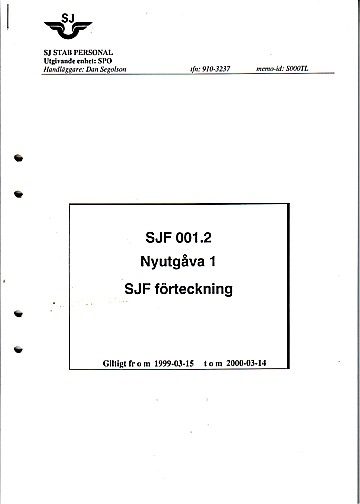 SJF förteckning 1999