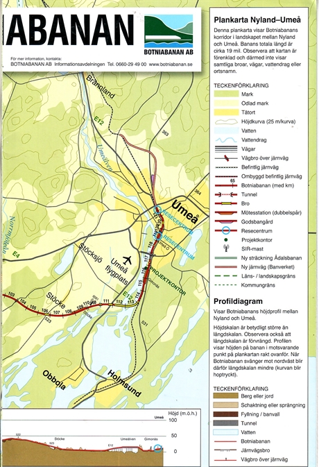 Botniabanan Nyland-Umeå plankarta
