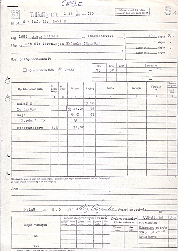  Tillfällig tidtabell (S4) 9.5.1970 (8 st)
