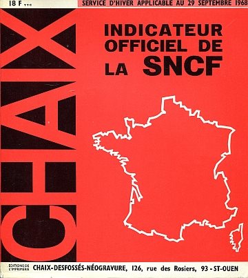 Indicateur officiel de la SNCF hiver 1968