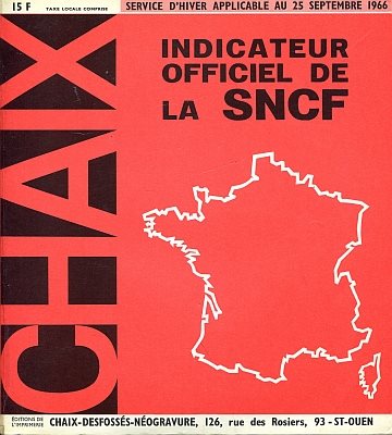 Indicateur officiel de la SNCF hiver 1966