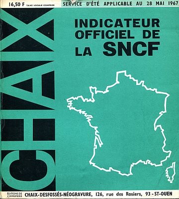Indicateur officiel de la SNCF hiver 1967