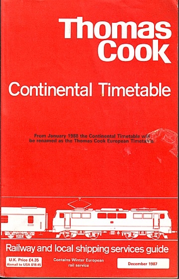 Thomas Cook Continental Timetable 1987 December
